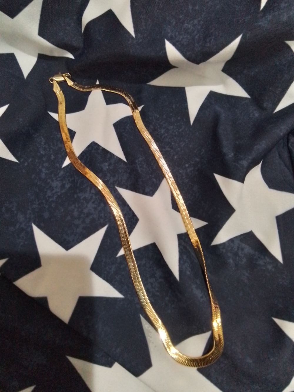 Gold Plated 17 Inch Herringbone Chain Necklace